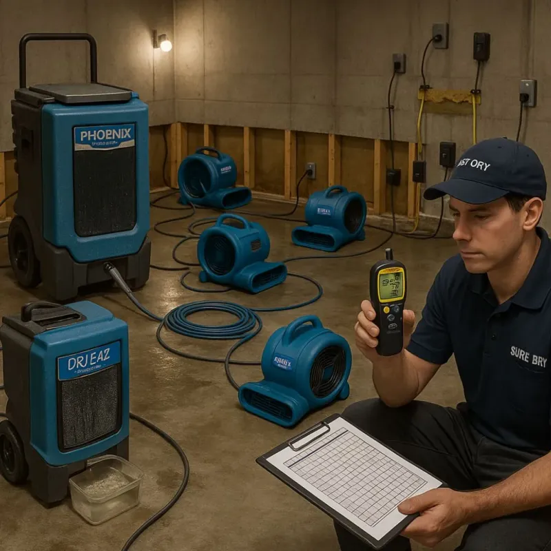 Structural Drying and Dehumidification process in Pandora, OH